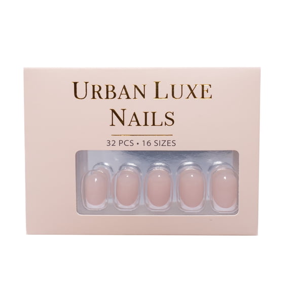 Urban Luxe Nails Premium Press On Nails - Short French Tip Press On Nails with Salon-Quality Finish, 32-Piece Reusable Set with Adhesive Tabs, Includes Nail Glue & Prep Tools