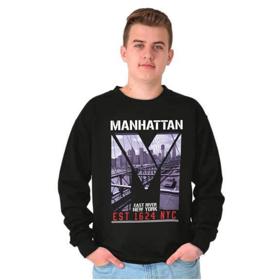 Urban Manhattan East River New York Unisex Plus Fleece Graphic Sweatshirt Brisco Brands 2X