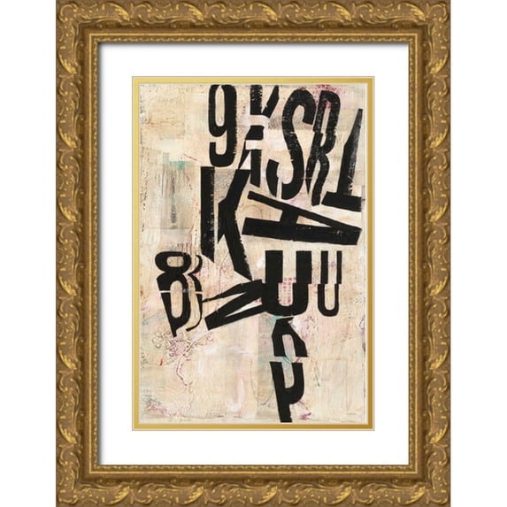 Urban, Mary 11x14 Gold Ornate Wood Framed with Double Matting Museum Art Print Titled - Type Abstraction I