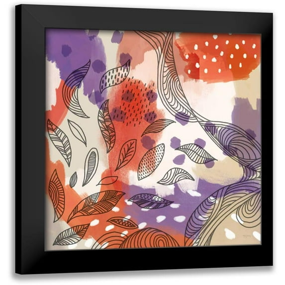 Urban, Mary 12x12 Black Modern Framed Museum Art Print Titled - Bright Life III Red Yellow Line Crop