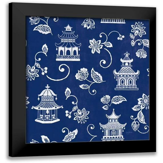 Urban, Mary 12x12 Black Modern Framed Museum Art Print Titled - Everyday Chinoiserie Pattern VIA