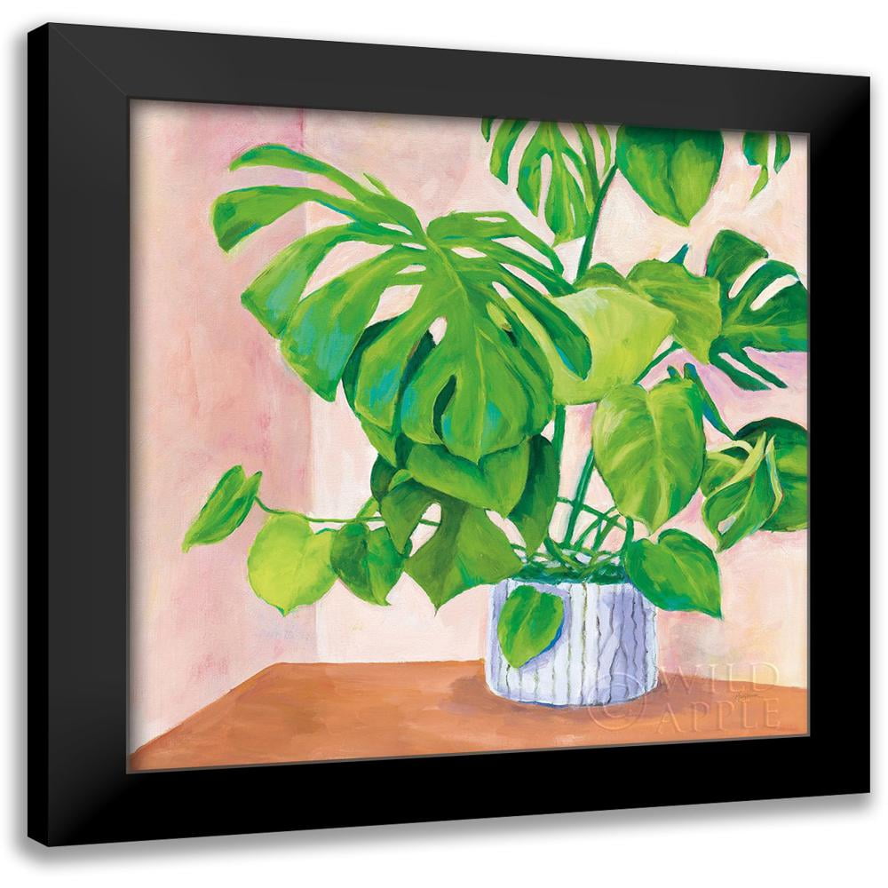 Mary Urban 12x12 Green Tropical Plant Print in Black Frame