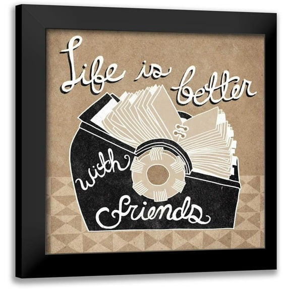 Urban, Mary 12x12 Black Modern Framed Museum Art Print Titled - Life is Better with Friends Taupe