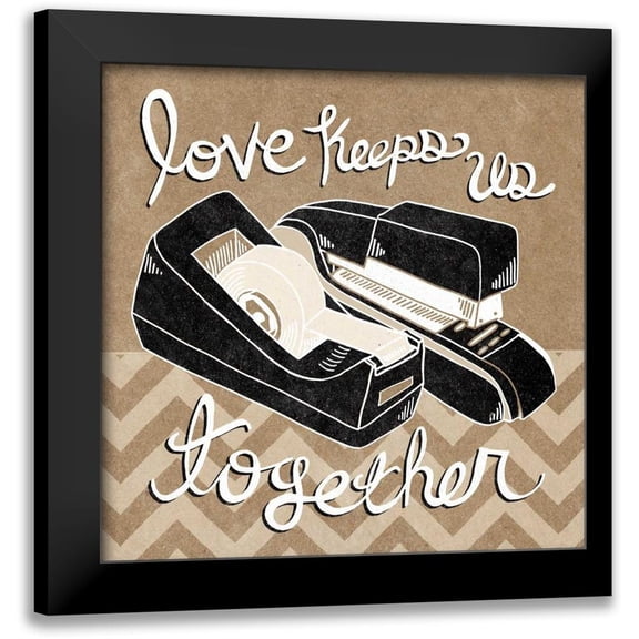 Urban, Mary 12x12 Black Modern Framed Museum Art Print Titled - Love Keeps Us Together Taupe