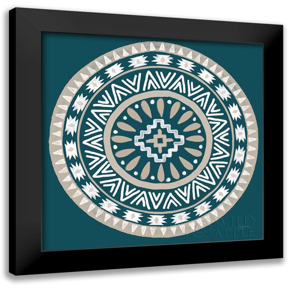 Urban, Mary 12x12 Black Modern Framed Museum Art Print Titled - Lovely Llamas Mandala II Blue Green