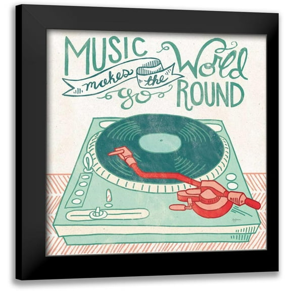Urban, Mary 12x12 Black Modern Framed Museum Art Print Titled - Retro Record Player