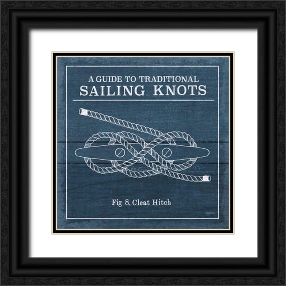 Urban, Mary 12x12 Black Ornate Wood Framed with Double Matting Museum Art Print Titled - Vintage Sailing Knots VII