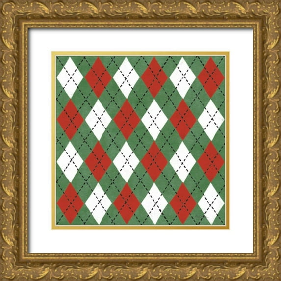 Urban, Mary 12x12 Gold Ornate Wood Framed with Double Matting Museum Art Print Titled - Classic Snowmen Step 05C