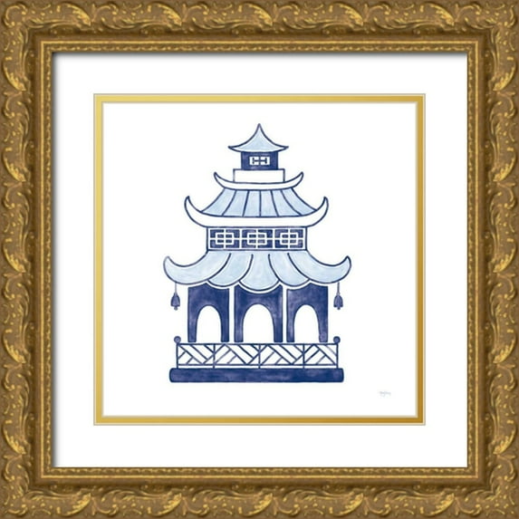Urban, Mary 12x12 Gold Ornate Wood Framed with Double Matting Museum Art Print Titled - Everyday Chinoiserie IV