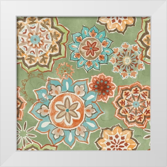 Urban, Mary 12x12 White Modern Wood Framed Museum Art Print Titled - Autumn Friends Pattern IF