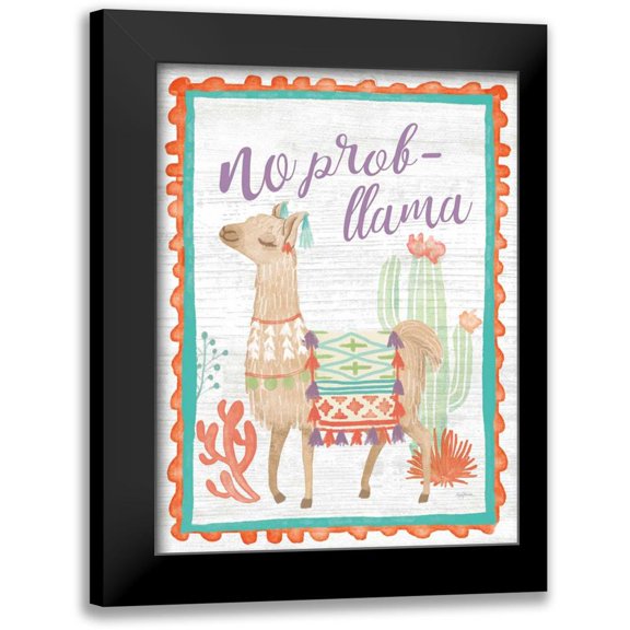 Urban, Mary 12x14 Black Modern Framed Museum Art Print Titled - Lovely Llamas IV No Probllama