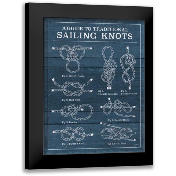 Urban, Mary 12x14 Black Modern Framed Museum Art Print Titled - Vintage Sailing Knots I