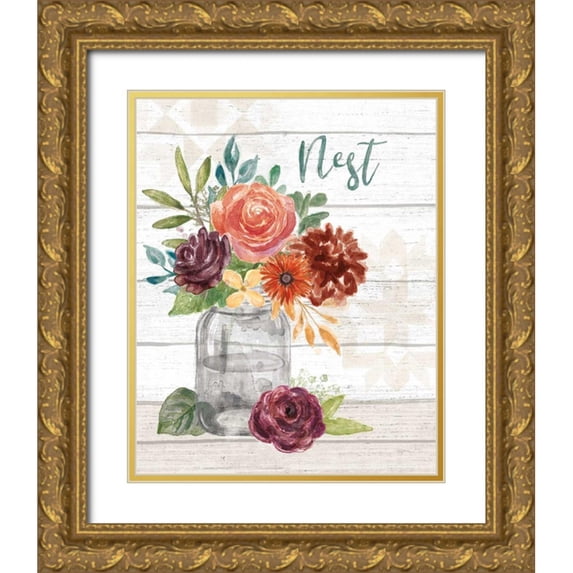 Urban, Mary 12x14 Gold Ornate Wood Framed with Double Matting Museum Art Print Titled - Flower Fest VI