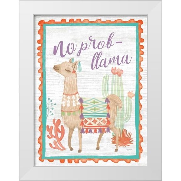 Urban, Mary 12x14 White Modern Wood Framed Museum Art Print Titled - Lovely Llamas IV No Probllama