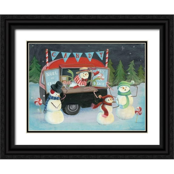 Urban, Mary 14x12 Black Ornate Wood Framed with Double Matting Museum Art Print Titled - Christmas on Wheels I Light