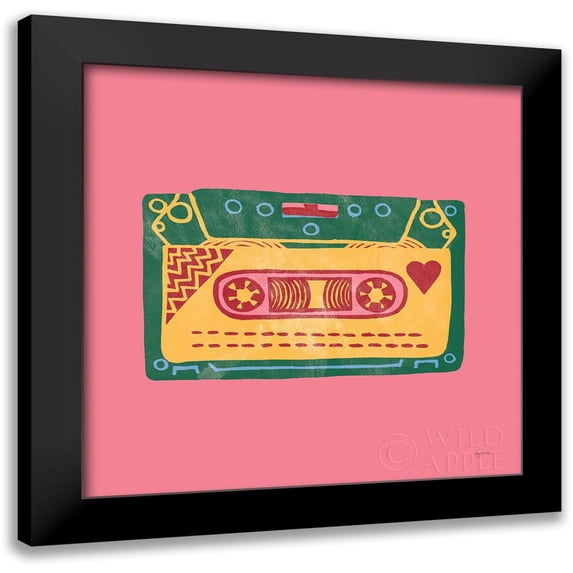 Urban, Mary 15x15 Black Modern Framed Museum Art Print Titled - Retro Cassette No Words Dark