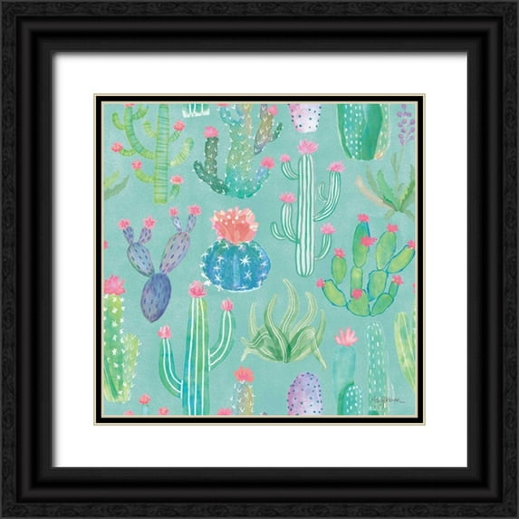 Urban, Mary 15x15 Black Ornate Wood Framed with Double Matting Museum Art Print Titled - Bohemian Cactus Step 01E