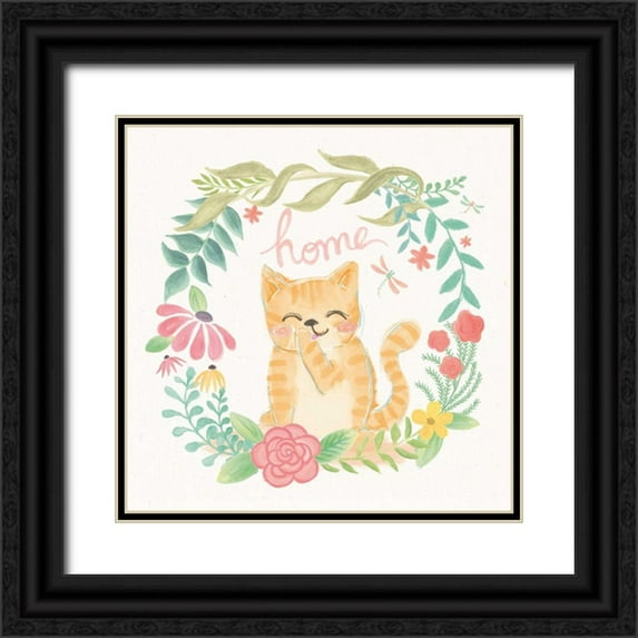 Urban, Mary 15x15 Black Ornate Wood Framed with Double Matting Museum Art Print Titled - Garden Friends White III