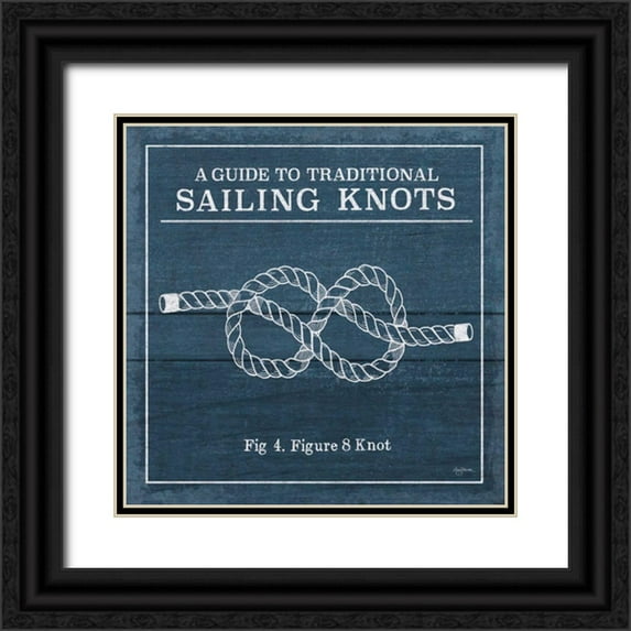 Urban, Mary 15x15 Black Ornate Wood Framed with Double Matting Museum Art Print Titled - Vintage Sailing Knots IV