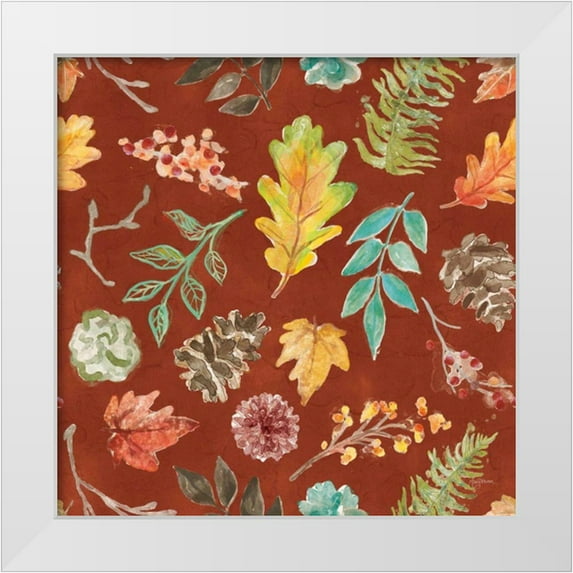Urban, Mary 15x15 White Modern Wood Framed Museum Art Print Titled - Autumn Friends Pattern IID