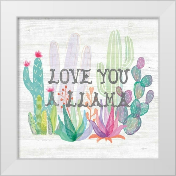 Urban, Mary 15x15 White Modern Wood Framed Museum Art Print Titled - Lovely Llamas Cactus Love