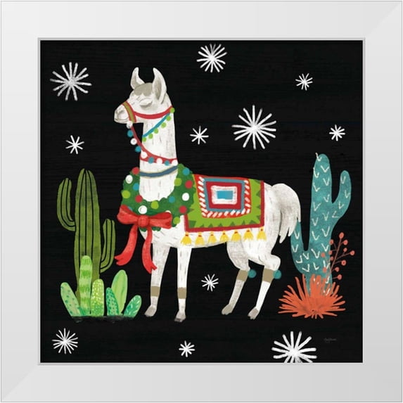 Urban, Mary 15x15 White Modern Wood Framed Museum Art Print Titled - Lovely Llamas V Christmas Black