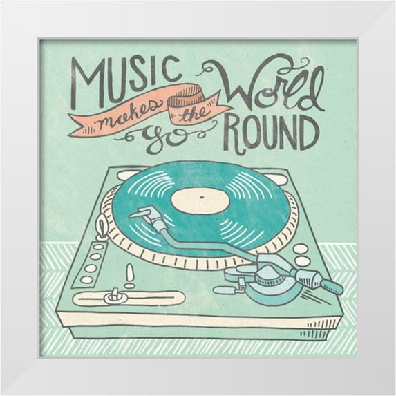 Urban, Mary 15x15 White Modern Wood Framed Museum Art Print Titled - Retro Record Player Gray