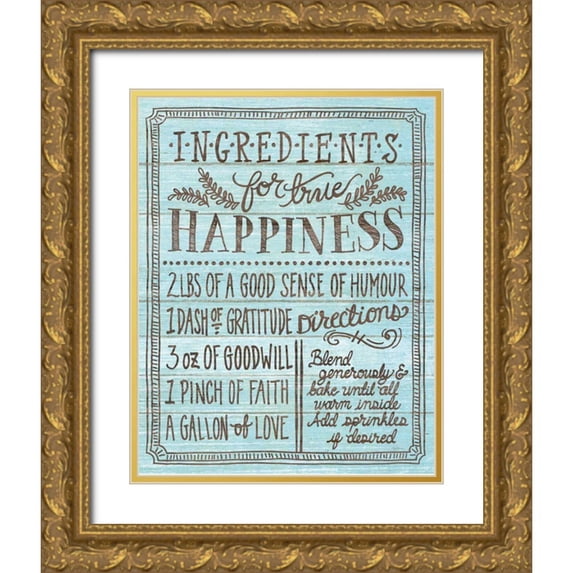 Urban, Mary 15x18 Gold Ornate Wood Framed with Double Matting Museum Art Print Titled - Ingredients for Life II Blue