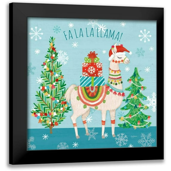 Urban, Mary 20x20 Black Modern Framed Museum Art Print Titled - Lovely Llamas Christmas IX
