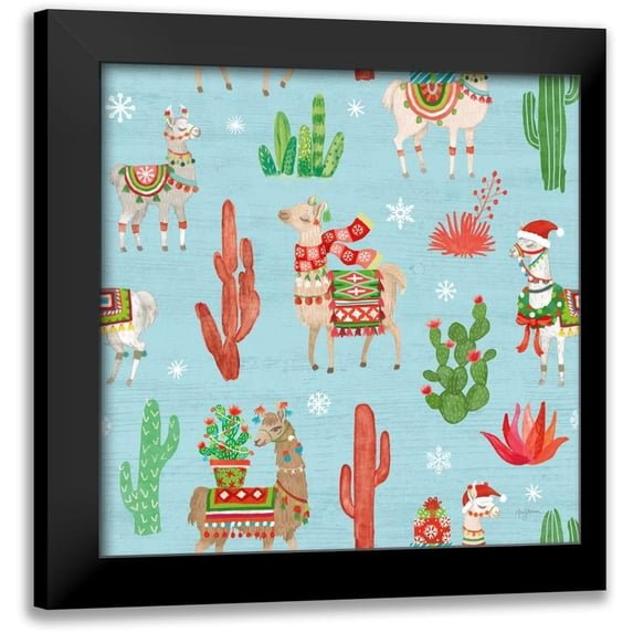 Urban, Mary 20x20 Black Modern Framed Museum Art Print Titled - Lovely Llamas Christmas Step 06A