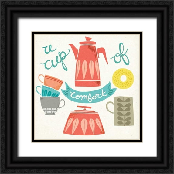 Urban, Mary 20x20 Black Ornate Wood Framed with Double Matting Museum Art Print Titled - A Cup of Comfort