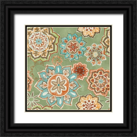 Urban, Mary 20x20 Black Ornate Wood Framed with Double Matting Museum Art Print Titled - Autumn Friends Pattern IF