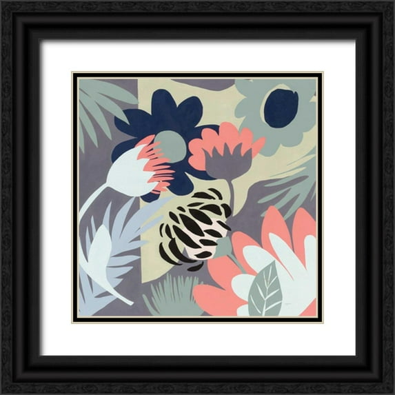 Urban, Mary 20x20 Black Ornate Wood Framed with Double Matting Museum Art Print Titled - Groovy Garden Mint