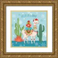 thumbnail image 1 of Urban, Mary 20x20 Gold Ornate Wood Framed with Double Matting Museum Art Print Titled - Lovely Llamas Christmas II, 1 of 4