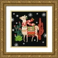 thumbnail image 1 of Urban, Mary 20x20 Gold Ornate Wood Framed with Double Matting Museum Art Print Titled - Lovely Llamas IV Christmas Black, 1 of 4