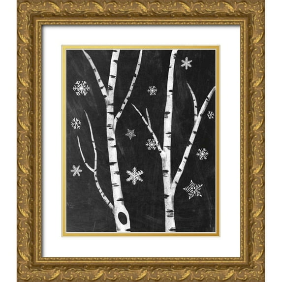 Urban, Mary 20x24 Gold Ornate Wood Framed with Double Matting Museum Art Print Titled - Snowy Birches IV