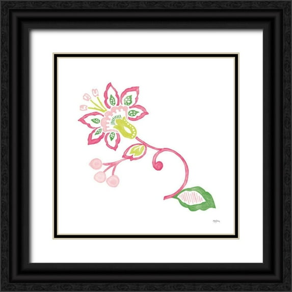 Urban, Mary 26x26 Black Ornate Wood Framed with Double Matting Museum Art Print Titled - Everyday Chinoiserie Flower II