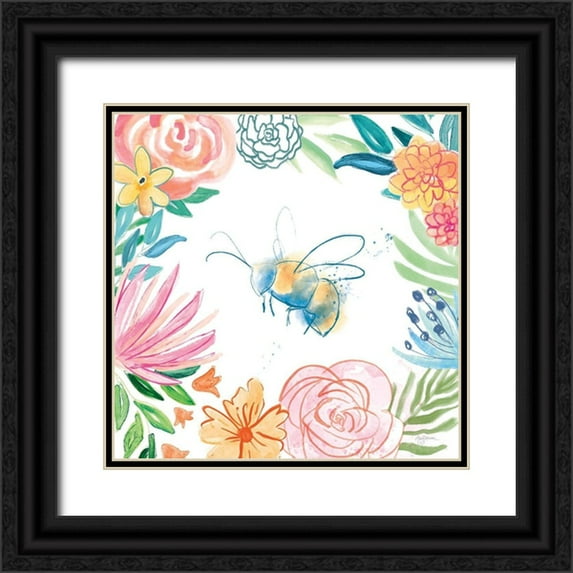 Urban, Mary 26x26 Black Ornate Wood Framed with Double Matting Museum Art Print Titled - Flower Fun V