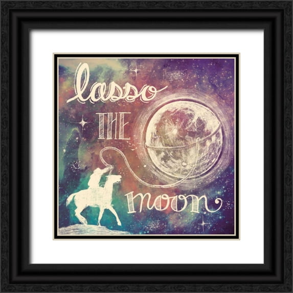 Urban, Mary 26x26 Black Ornate Wood Framed with Double Matting Museum Art Print Titled - Universe Galaxy Lasso the Moon