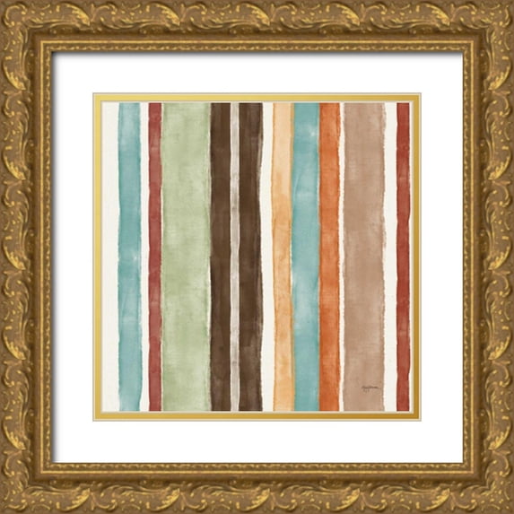 Urban, Mary 26x26 Gold Ornate Wood Framed with Double Matting Museum Art Print Titled - Autumn Friends Pattern III