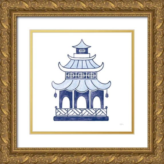 Urban, Mary 26x26 Gold Ornate Wood Framed with Double Matting Museum Art Print Titled - Everyday Chinoiserie IV