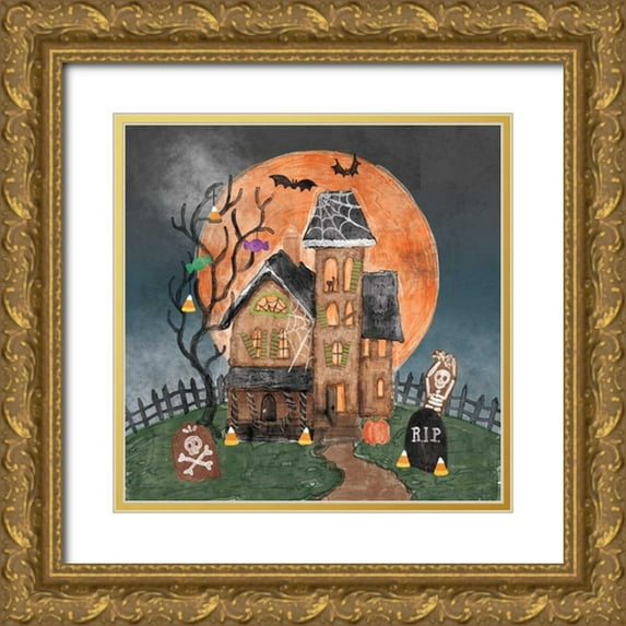 Urban, Mary 26x26 Gold Ornate Wood Framed with Double Matting Museum Art Print Titled - Haunted Villa