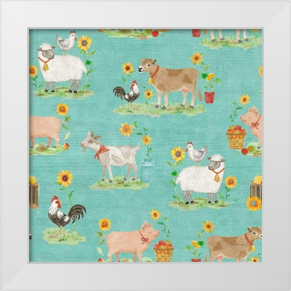Urban, Mary 26x26 White Modern Wood Framed Museum Art Print Titled - Farm Market Pattern VIIB