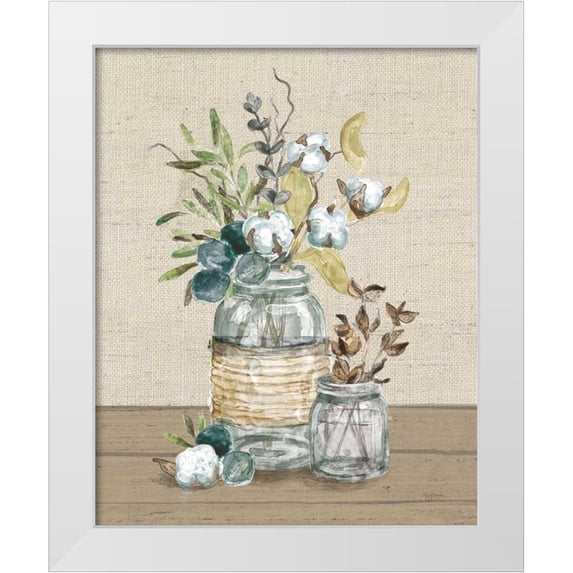 Urban, Mary 26x32 White Modern Wood Framed Museum Art Print Titled - Cotton Bouquet III No Pattern