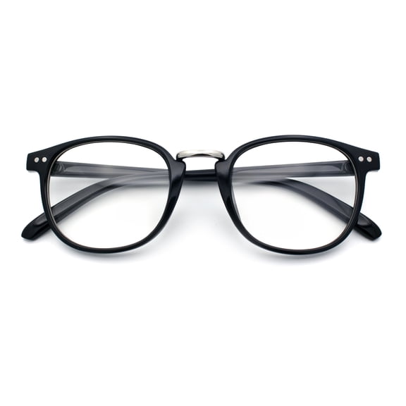 Urban Metal Bridge Thin Plastic Gentlemanly Fashion Eyeglasses Black Silver