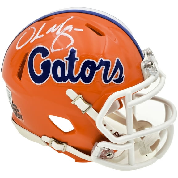 Urban Meyer Autographed Florida Gators Orange Speed Mini Helmet Beckett BAS Witness 230114