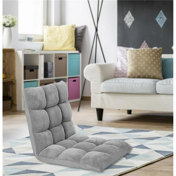 Urban Microfiber Modern Contemporary Armless Quilted Grey Recliner Chair