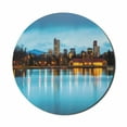 thumbnail image 1 of Urban Mouse Pad for Computers, Downtown Denver Ferril Lake Colorado at the Morning City Park Capital, Round Non-Slip Thick Rubber Modern Mousepad, 8" Round, Sky Blue Yellow Orange, by Ambesonne, 1 of 2