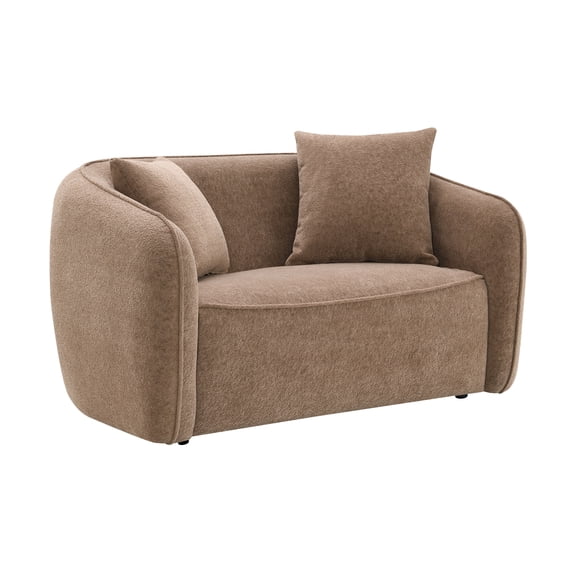 Urban Nest Chenille Loveseat, Brown 2-Seater Sofa with Pillows, KD Design, Comfortable Living Room Couch