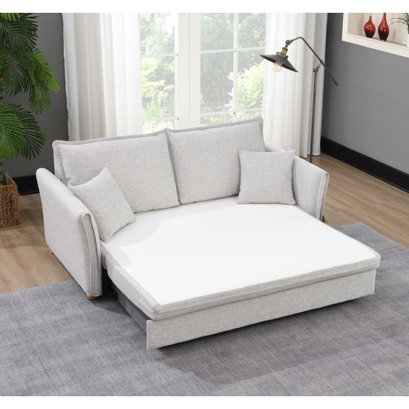 Urban Nest Chenille Sleeper Sectional Sofa with Storage, Queen Size Pull-Out, Gray, 2 Seat, Pocket Coil Seating